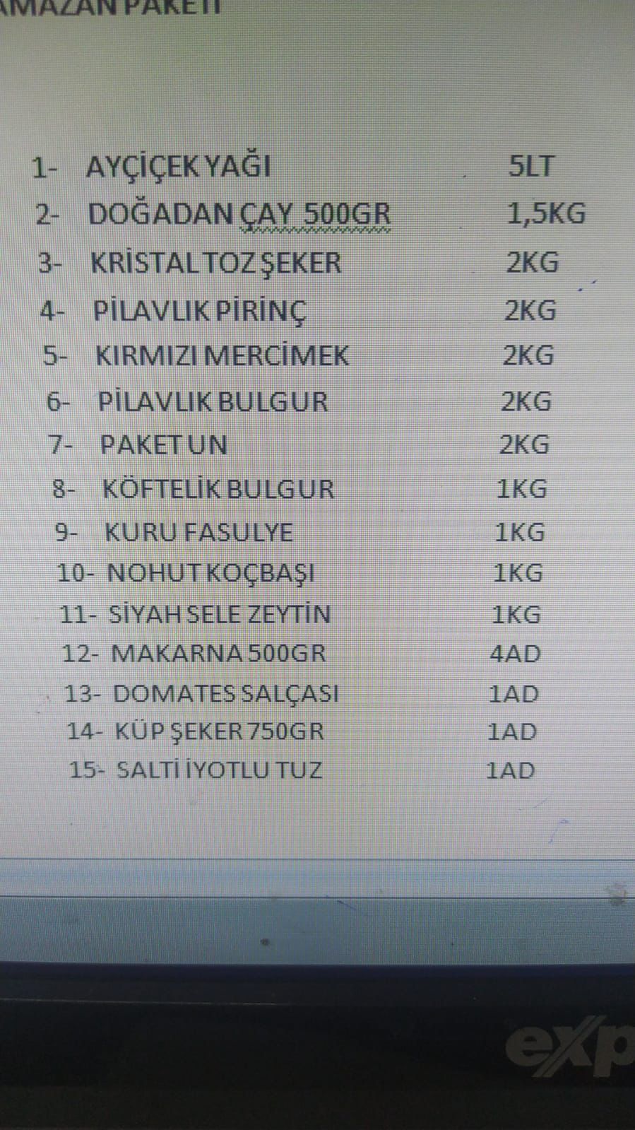 MUHTAÇ AİLELERE RAMAZAN GIDA PAKETİ YARDIMI YAPILACAKTIR.