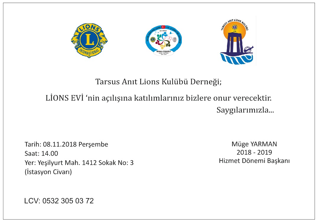 Tarsus Anıt Lions Kulübü Derneği Lions Evi Açılışı