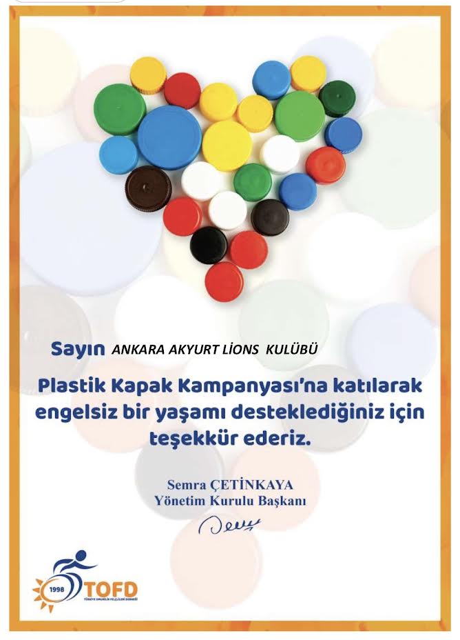 OMURİLİK FELÇLİLERİ DERNEĞİNE 100 KG. KAPAK BAĞIŞI