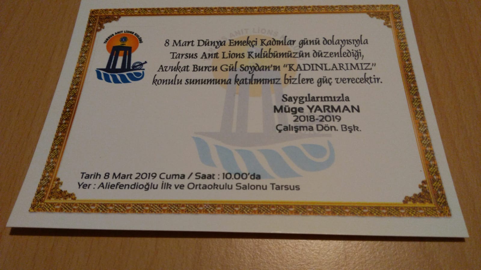 Tarsus Anıt Lions Kulübü Kadınım, Bireyim, Özgürüm Etkinliği
