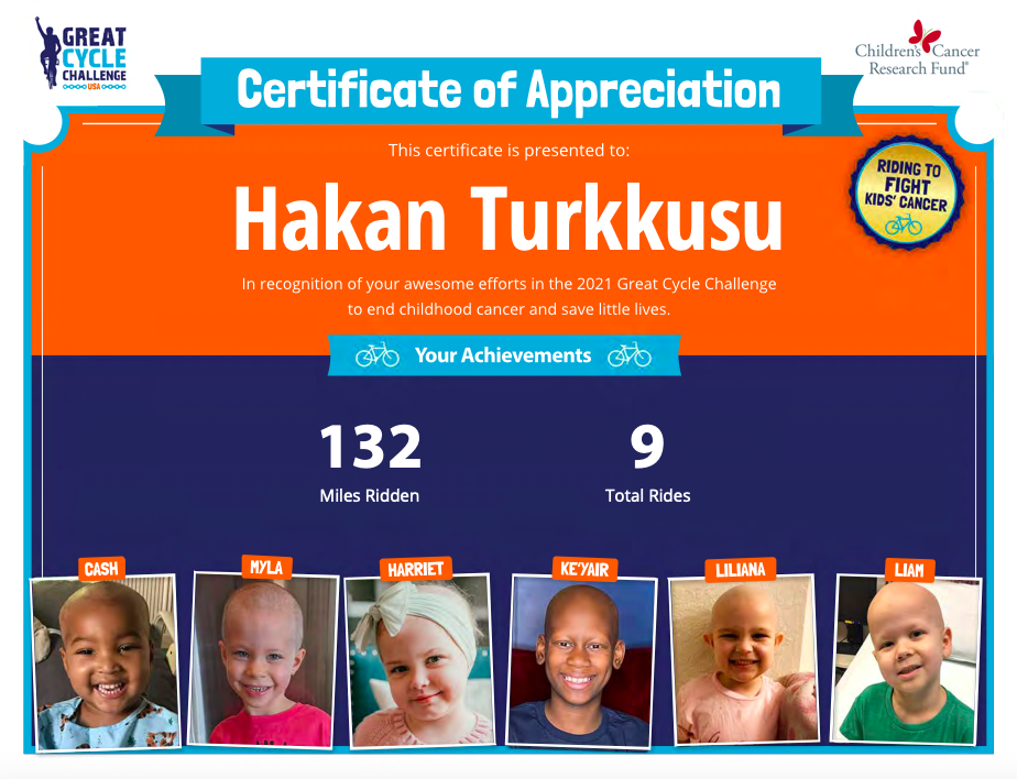 Etiler LC ve Lion Hakan Türkkuşu çocukluk çağı kanserleri konusunda bisiklet ile farkındalık yaratıyor.